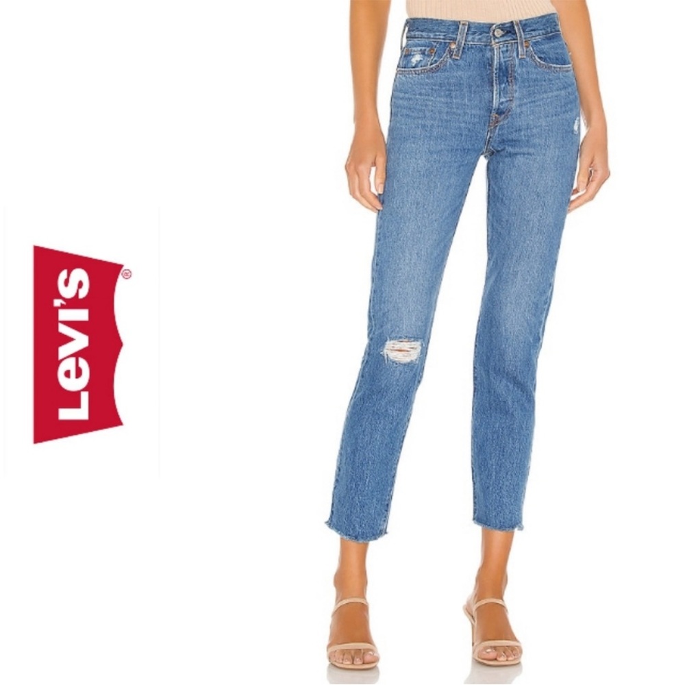 Levi's Premium Wedgie High Rise Distressed Raw Hem jeans
